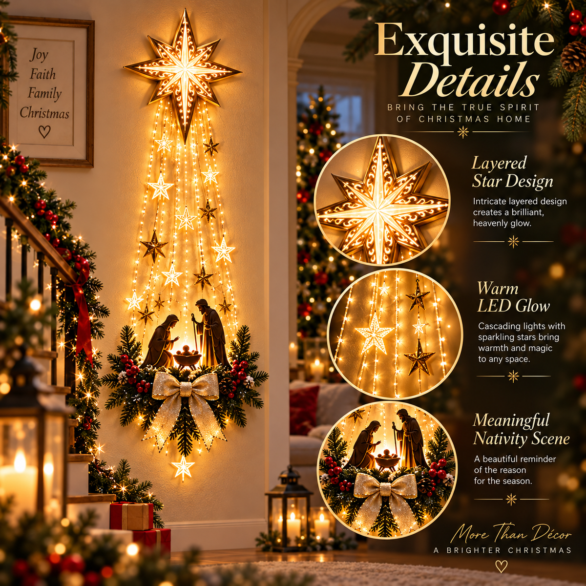 🏅Best Seller✝️ Bethlehem Star of Faith – Lighted Nativity Wall Decor✨
