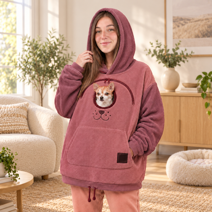🏅2026 Hot Sale 🐕 Cozy Fleece Pet BondingPouch Hoodie - Warm &Supportive Small Pet CarrierClothing