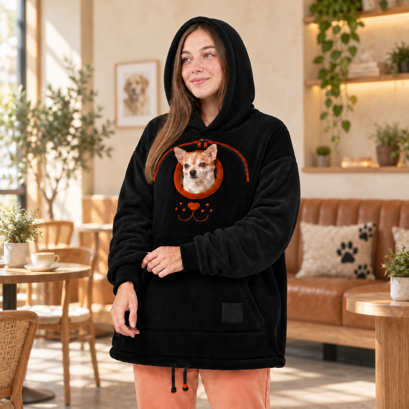 🏅2026 Hot Sale 🐕 Cozy Fleece Pet BondingPouch Hoodie - Warm &Supportive Small Pet CarrierClothing