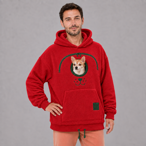 🏅2026 Hot Sale 🐕 Cozy Fleece Pet BondingPouch Hoodie - Warm &Supportive Small Pet CarrierClothing