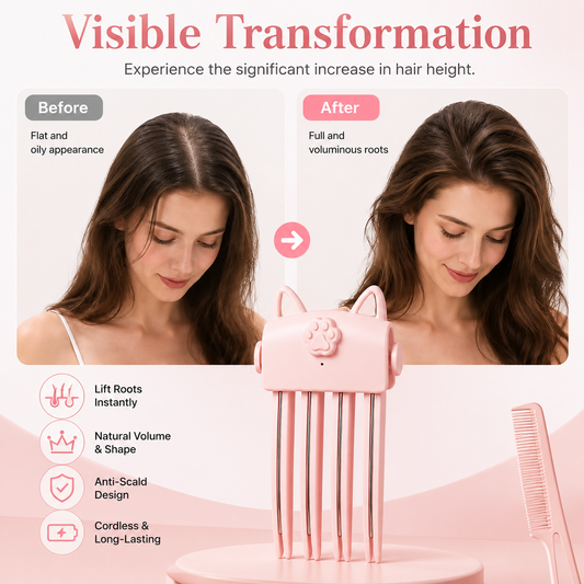🏅70K+ Sold 💃Wireless Heated Volumizing Root Lift Clip - Salon Crown Volume Styling Tool for Fine Flat Hair
