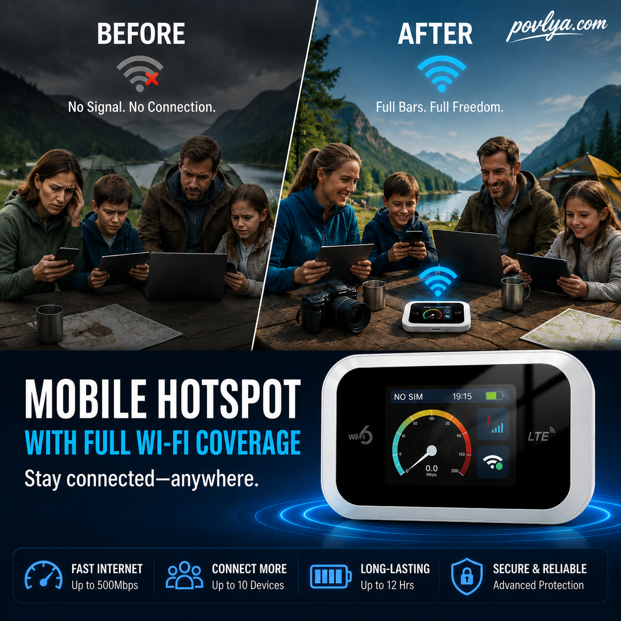 2026 HOT SALE🔥50K+ SOLD! 50% OFF!🌍Mobile Hotspot – Portable WiFi, full coverage anywhere. No contract, no setup. Stay connected on the go!