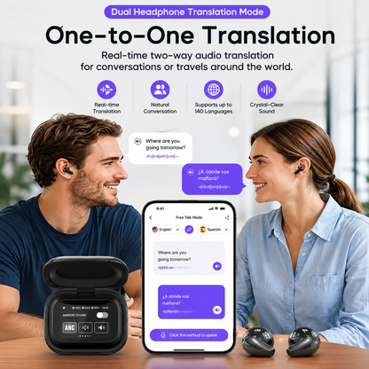 🔥 Flash Sale-60% Off 💎PRO Translator Earbuds – Bluetooth 5.4 + LED Display