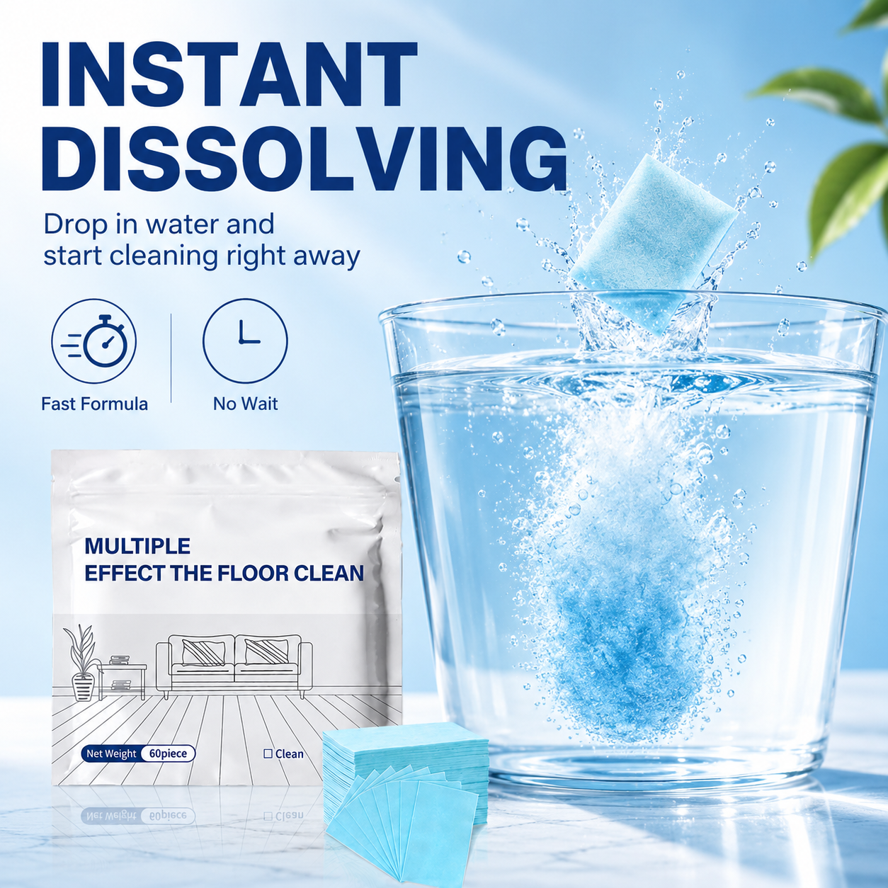 🔥LAST DAY 40% OFF⏰Multi-Effect Floor Cleaning Tablets, Fast Dissolving, No-Rinse Formula for Hardwood, Tile & All Floor Types