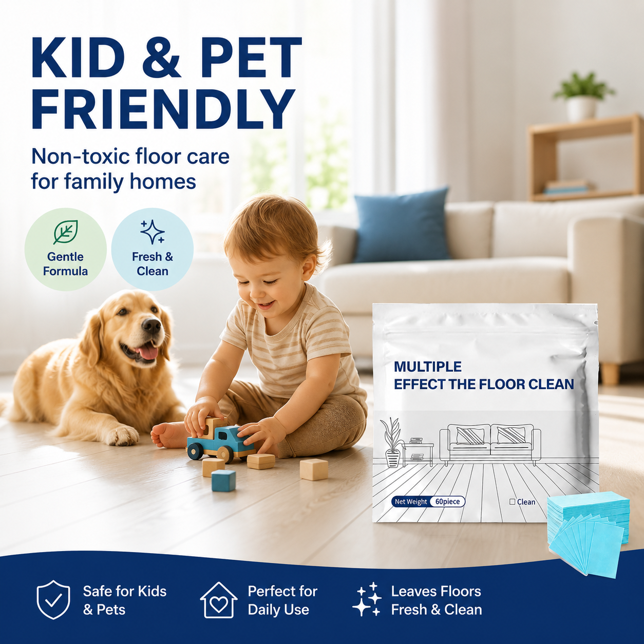 🔥LAST DAY 40% OFF⏰Multi-Effect Floor Cleaning Tablets, Fast Dissolving, No-Rinse Formula for Hardwood, Tile & All Floor Types