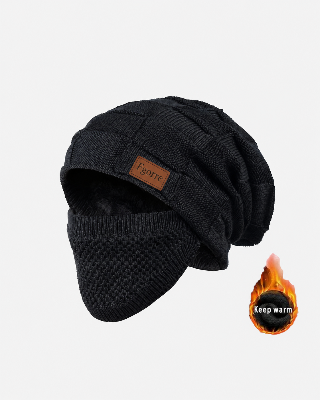 Fgorre Warm Knitted Hat & Face Cover – Lightweight Winter Comfort