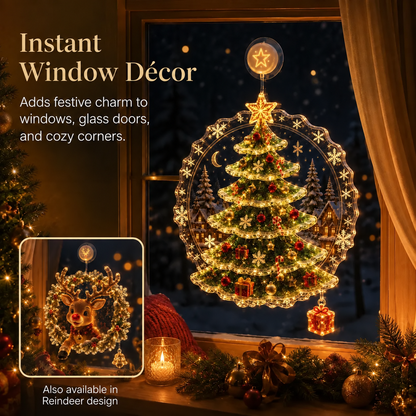🏅 2026 Best Seller ✨🎄Lighted Christmas Window Decoration with Suction Cup Flat Version | Warm LED Window Light with Double-Layer Design & Multiple Festive Styles ✨