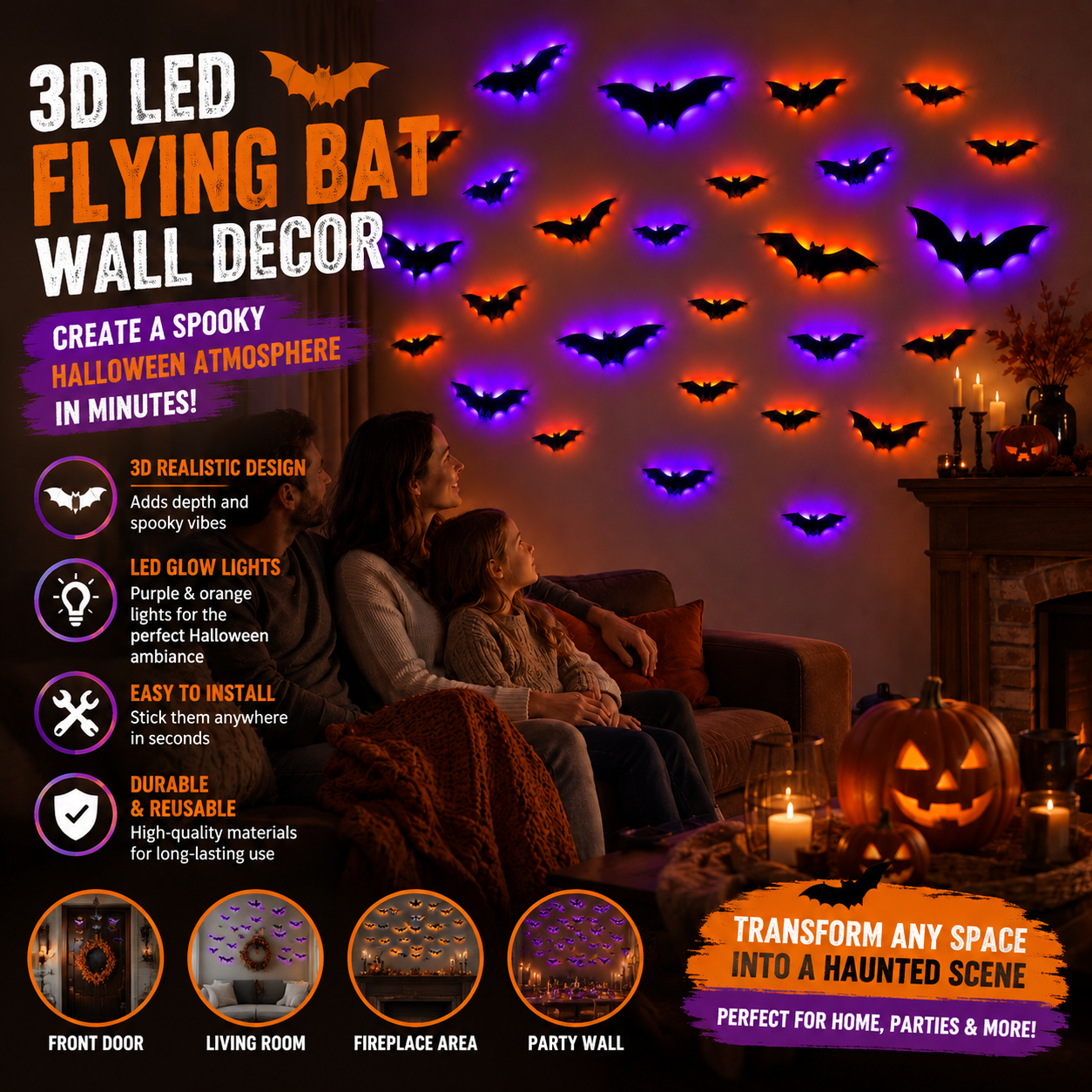 🦇 Halloween Sale: 3D LED Flying Bat Wall Decor – Create a Spooky Atmosphere in Minutes