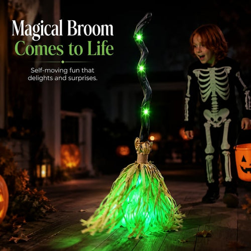 Animated Moving Witch Broom - Light - Sound - Motion