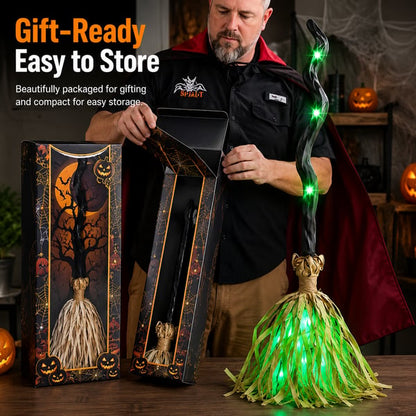 Animated Moving Witch Broom - Light - Sound - Motion