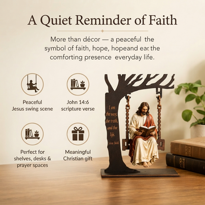 ✝️ Jesus Swing Ornament – John 14:6 Faith Table Decor | Christian Bible Verse Home Decoration