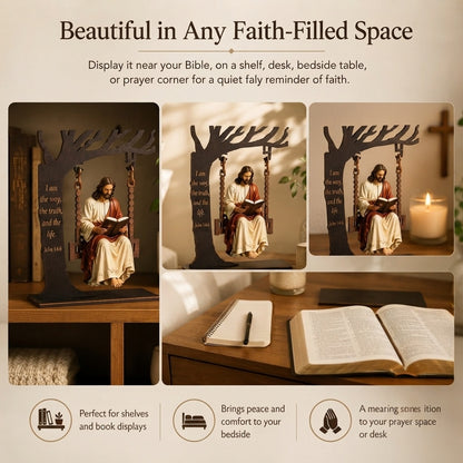 ✝️ Jesus Swing Ornament – John 14:6 Faith Table Decor | Christian Bible Verse Home Decoration