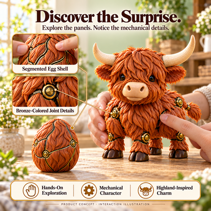 🐮 2-in-1 Transforming Highland Cow Egg – Mechanical Animal Figure