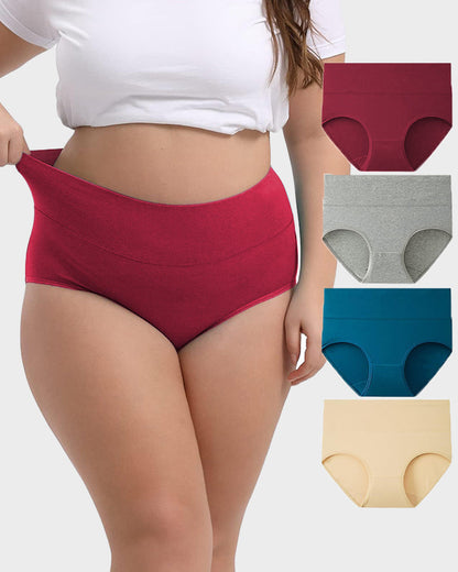 High-Waisted Full Coverage Cotton Briefs(4 pack)