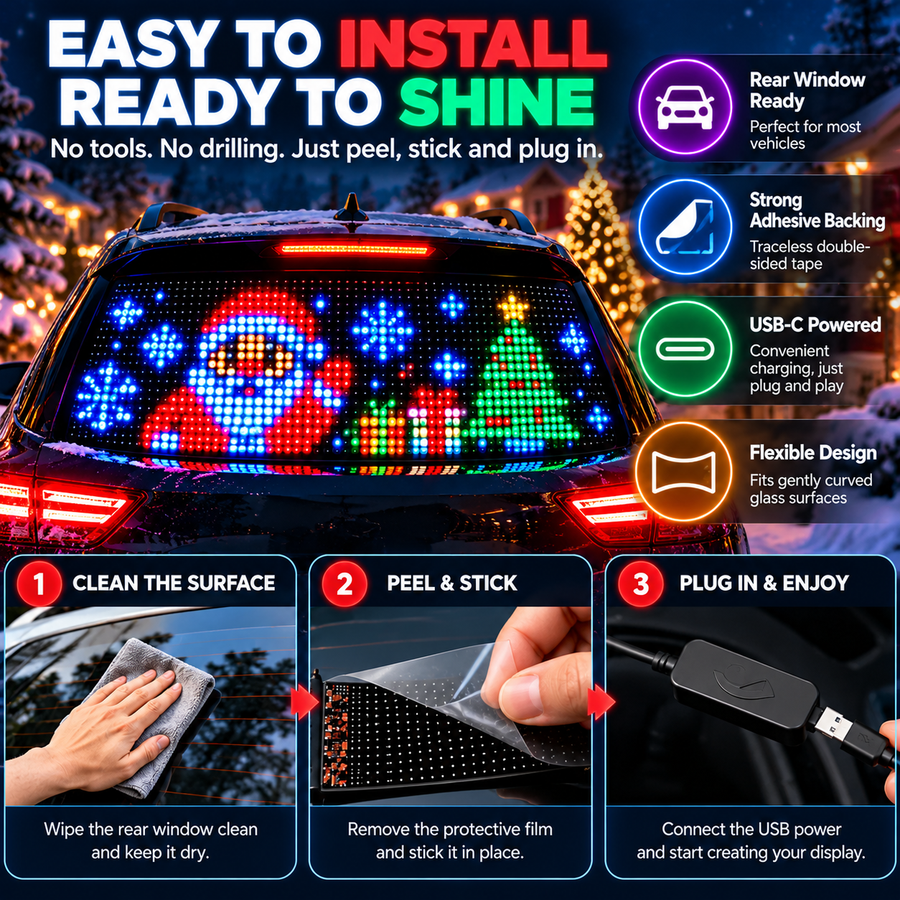 LED pixel car display installation illustration