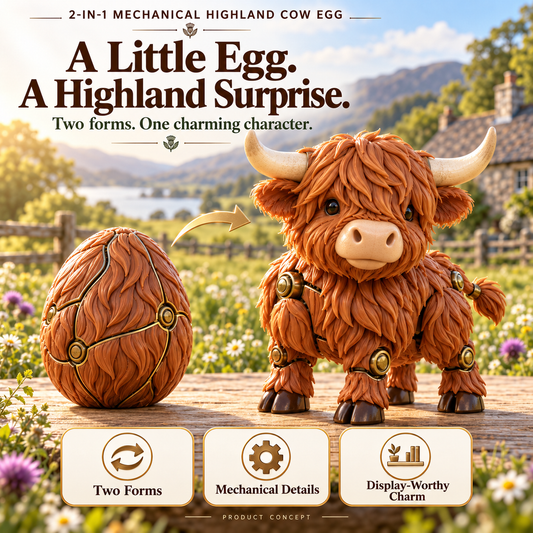 🐮 2-in-1 Transforming Highland Cow Egg – Mechanical Animal Figure