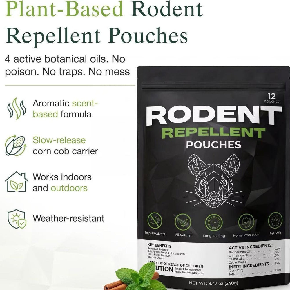 Plant based rodent repellent pouch