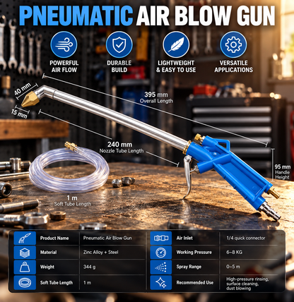 Pneumatic Air Blow Gun – Extended Nozzle Cleaning Tool