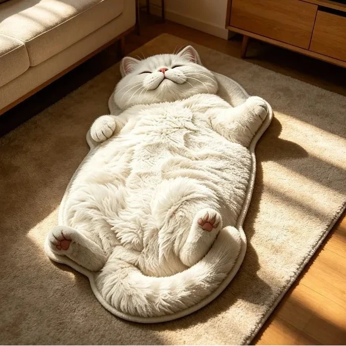 🐱Last Day 49% OFF✨Chubby Tabby Cat Shaped Rug 🤎
