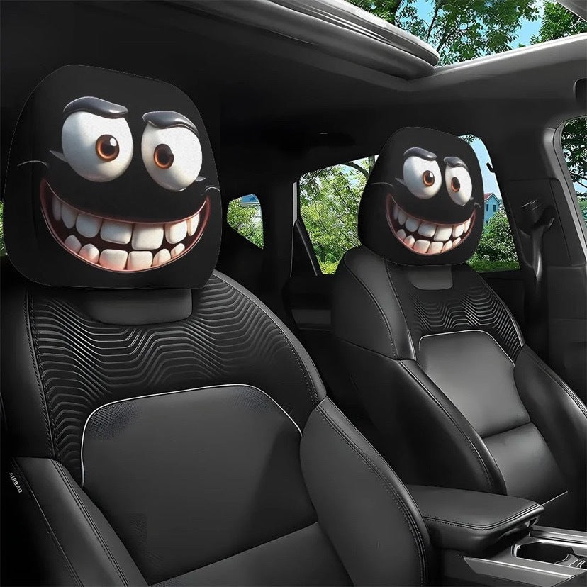😆 Funny Cartoon Car Headrest Covers – 2PCS Universal Fit 🚗（Buy One Headrest Cover, Get One Free）