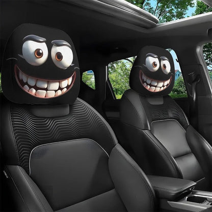 😆 Funny Cartoon Car Headrest Covers – 2PCS Universal Fit 🚗（Buy One Headrest Cover, Get One Free）