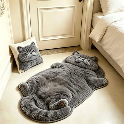 🐱Last Day 49% OFF✨Chubby Tabby Cat Shaped Rug 🤎