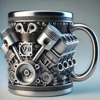 Silberner V8-Motorbecher