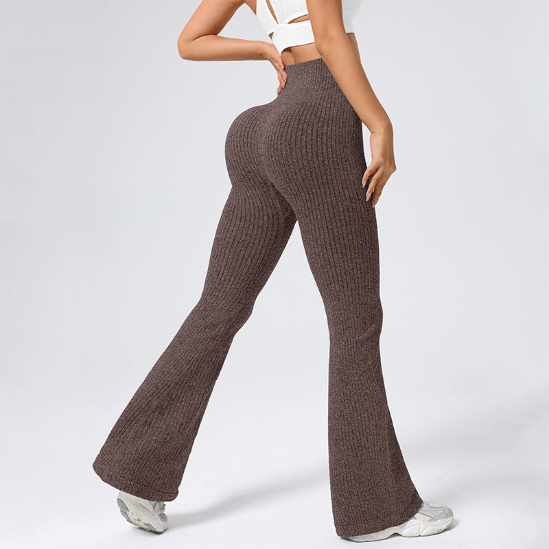 High Waisted Threaded Horn Yoga Pants, Hip Lifting Fitness Pants