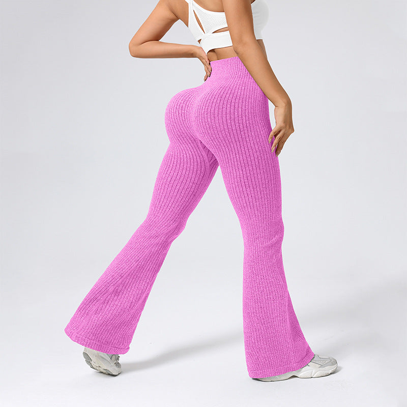 High Waisted Threaded Horn Yoga Pants, Hip Lifting Fitness Pants