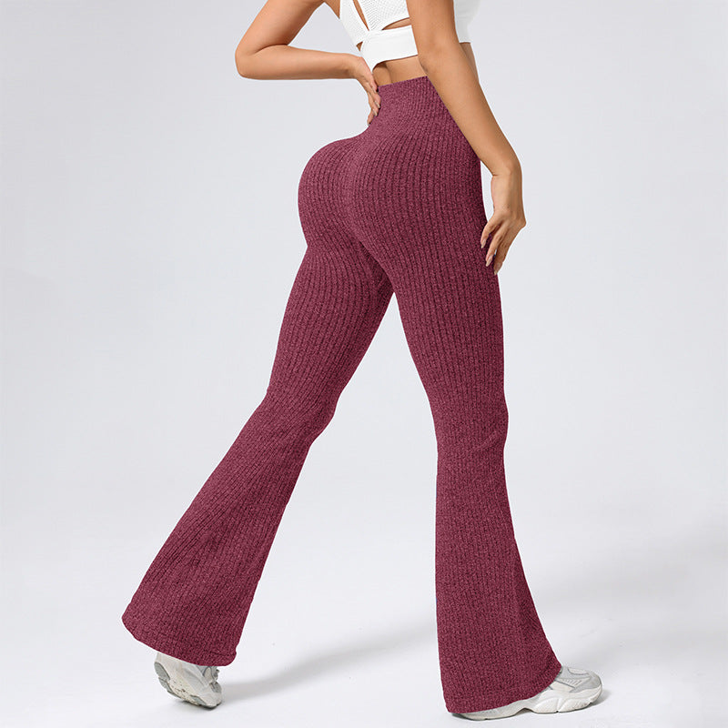 High Waisted Threaded Horn Yoga Pants, Hip Lifting Fitness Pants