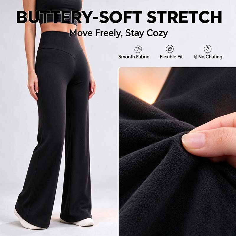 Women's Fleece-Lined Wide-Leg Pants – High-Waisted Fit