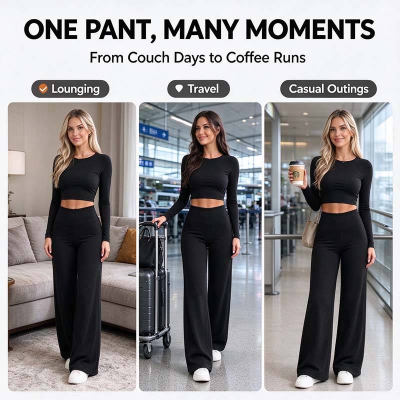 Women's Fleece-Lined Wide-Leg Pants – High-Waisted Fit