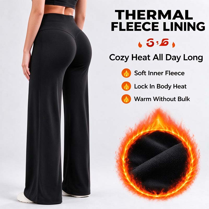 Women's Fleece-Lined Wide-Leg Pants – High-Waisted Fit
