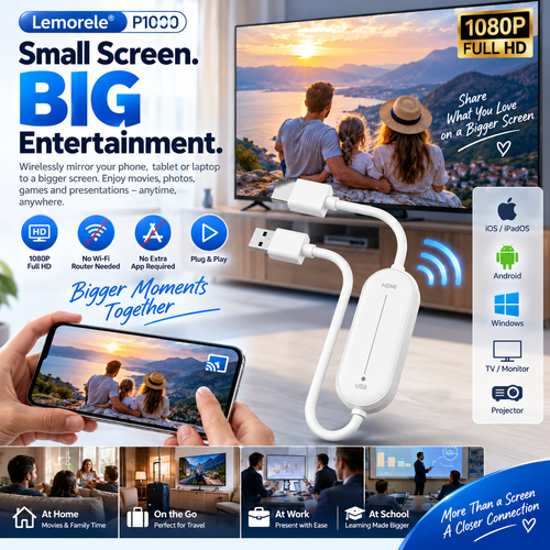 📱Wireless HDMI Display Adapter – 1080P Screen Mirroring Dongle