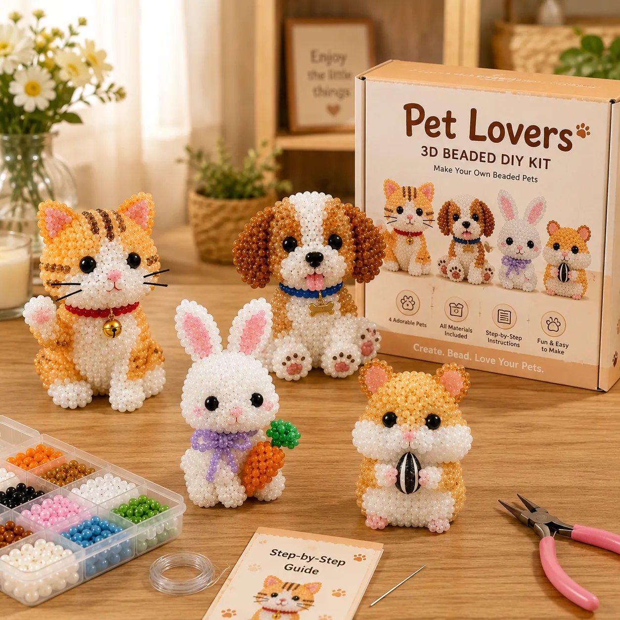 🔥Last Day 49% OFF 🧵✨ Tiny 3D Beaded Animal DIY Kit