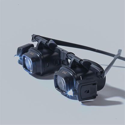 Head Mount Glass 2 4 6 12 24X Eye Loupes with LED Light