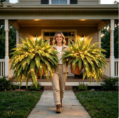 💛Glowing Boston Ferns with Lights -  🍃 Zero Watering, Zero Maintenance