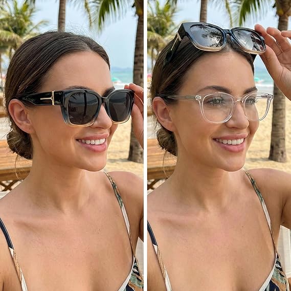 🕶️ Polarized Sunglasses for Women – UV400 Protection, Floral Frame, Fit Over Prescription Glasses