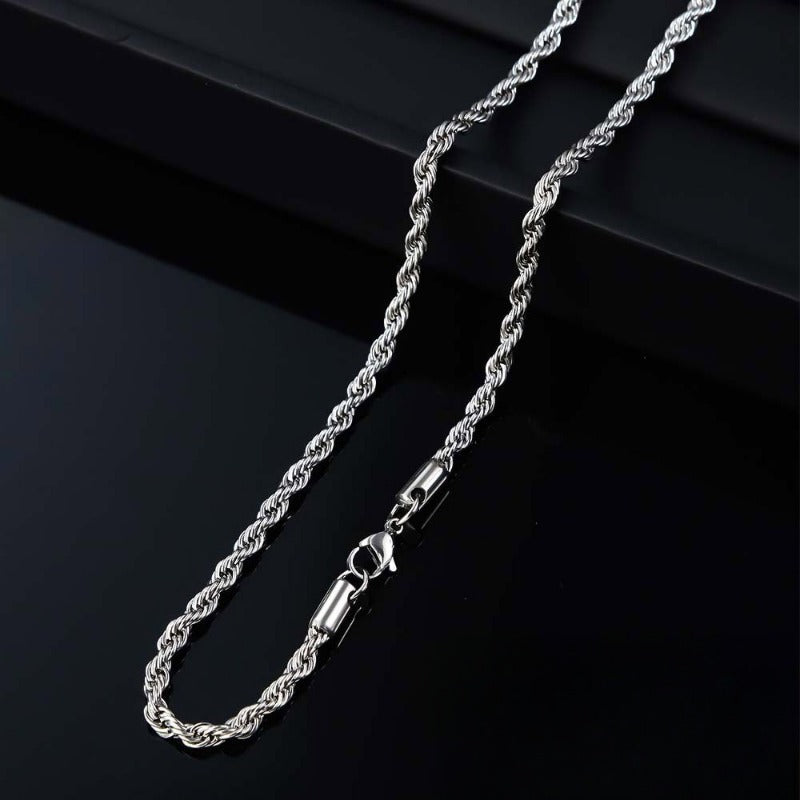 14K Rope Chain Necklace for Women and Men, Upgraded Shine Faceted Cut, Tarnish-Free Gold Tone Chain,
