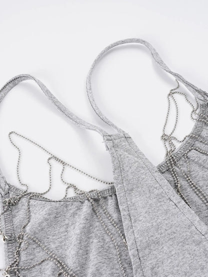Backless Chain Halter Camisole Top for Y2K Party Outfits