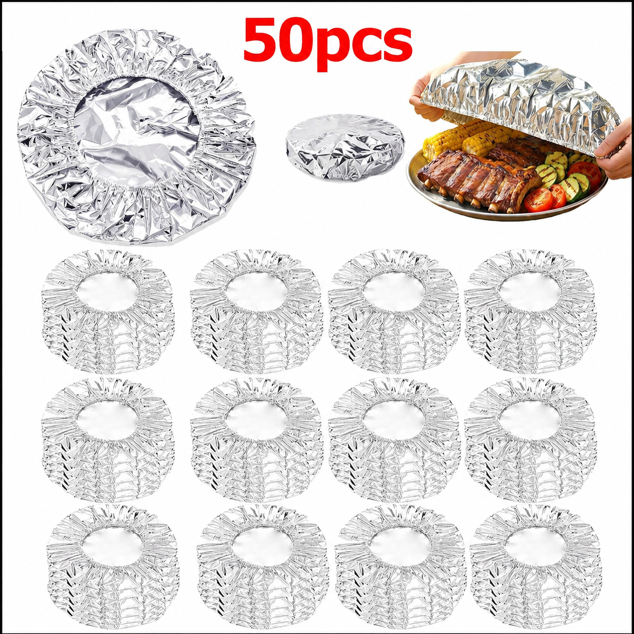 🔥Final Day Sale🔥 50 Hitzeschutzhüllen aus Aluminiumfolie, plastikfrei 🥘
