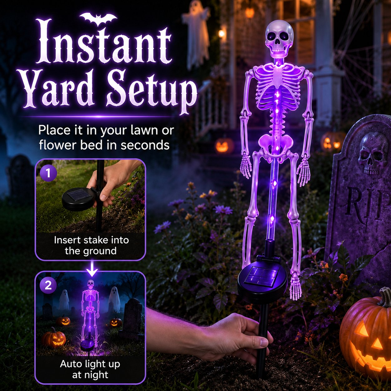 Solar Skeleton Yard Stake Light