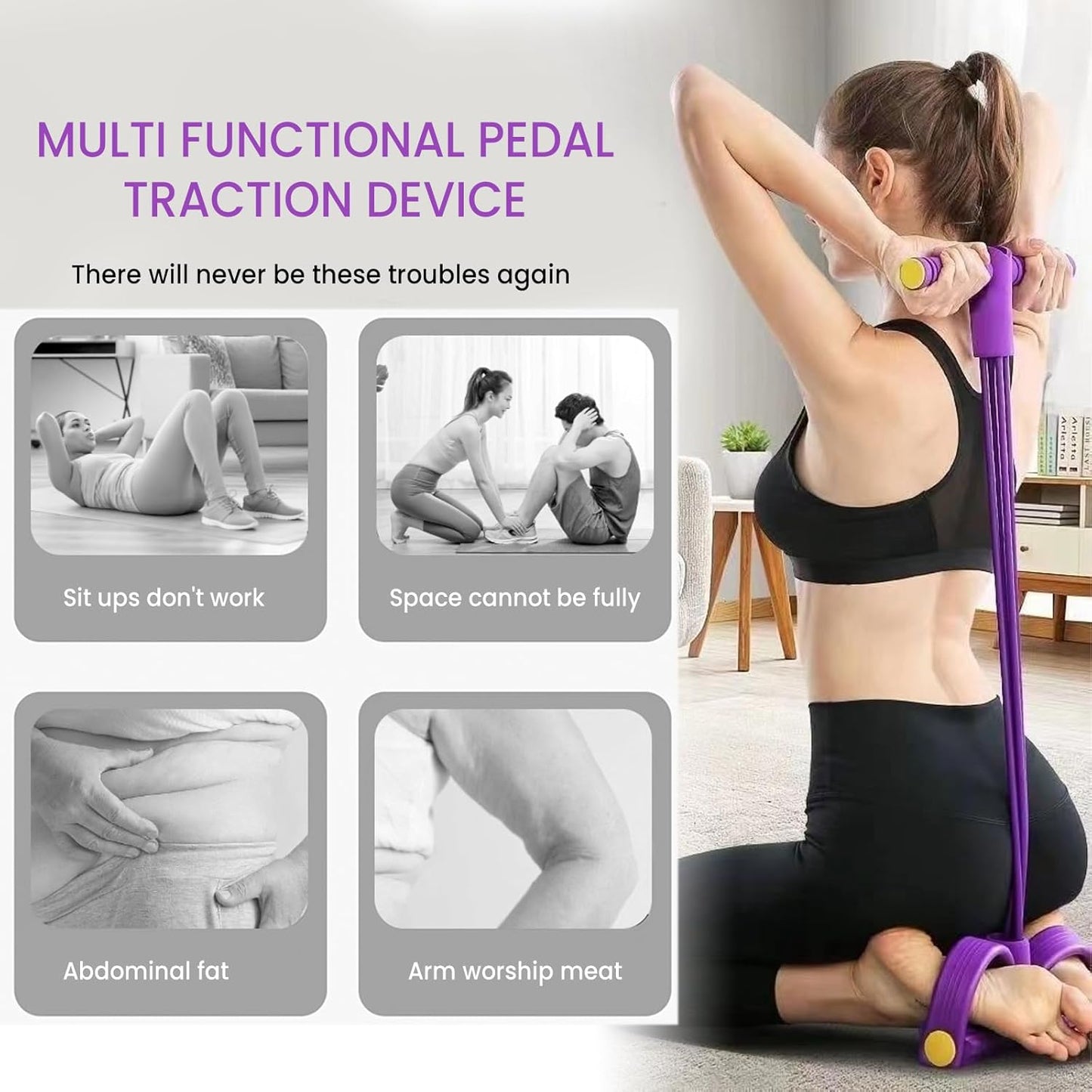 💪All-in-One Home-Fitnessgerät für Gewichtsverlust & Muskelaufbau🔥8-Schlauch-Pedalwiderstandsgerät – abnehmbares und einstellbares Pedalwiderstandsgerät