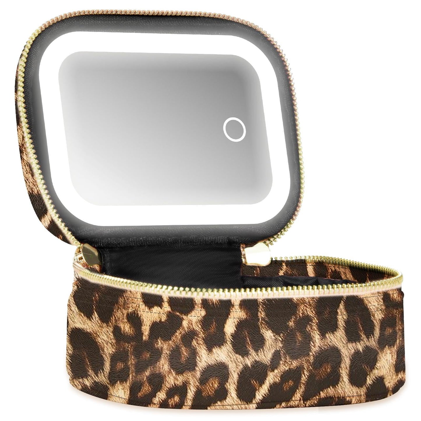 Mini Makeup Bag with Led Mirror, Small Travel Make up Bag 3 Light Modes Adjustable Brightness, for Women Organizer Cosmetic Bag, Portable Travel Train Toiletry Bag, for Pool Parties Work Touch-Ups