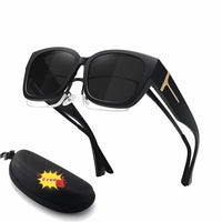 Bright black frame with black and gray lens