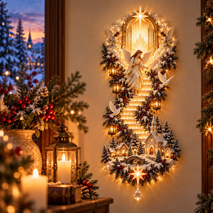 ✨ Jesus Christmas Wall Hanging – Illuminated Nativity Stairway Decor