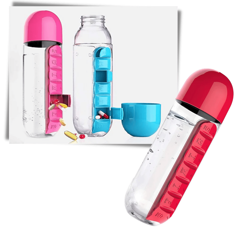 Multi-Use Pill & Water Bottle for Travel (600 Ml, Mix Color)
