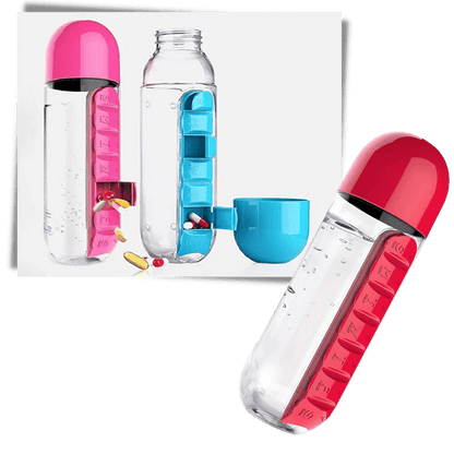 Multi-Use Pill & Water Bottle for Travel (600 Ml, Mix Color)