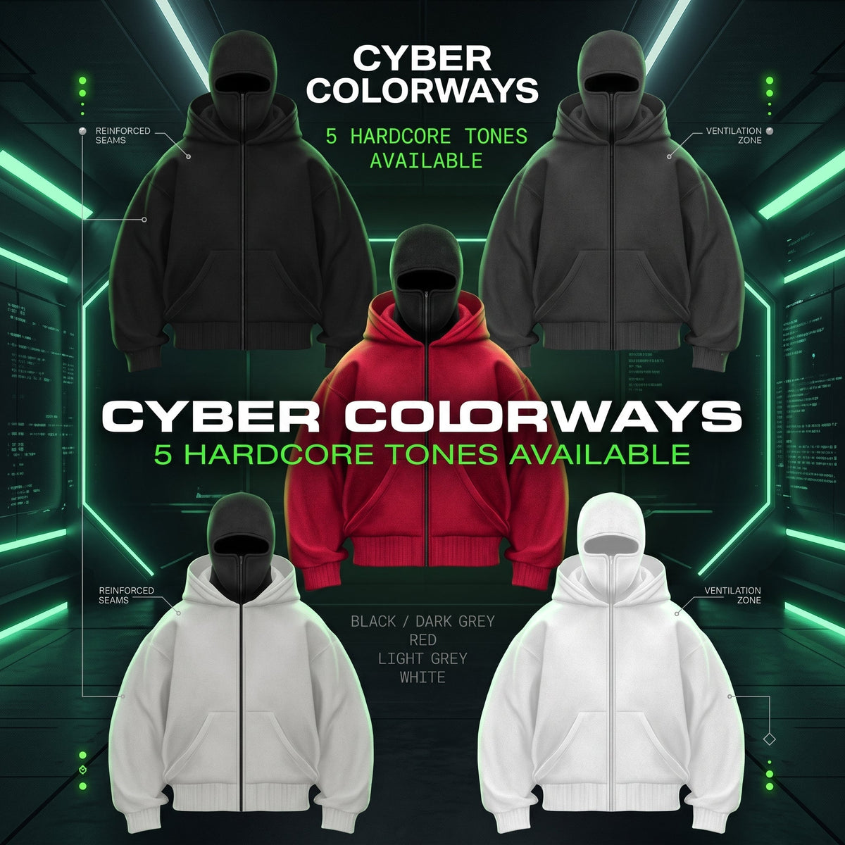 ❄️Men's Balaclava Zip-Up Hoodie – Full-Zip Streetwear Sweatshirt