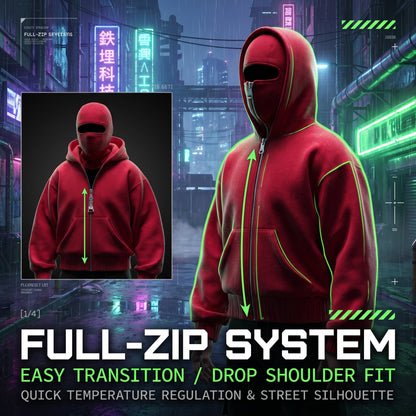 ❄️Men's Balaclava Zip-Up Hoodie – Full-Zip Streetwear Sweatshirt